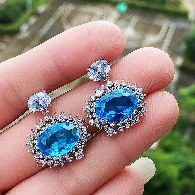 Luxury, High-End, Gorgeous Party, Water Droplet Zircon Earrings, Bride'S Wedding, Eternal And Dazzling Jewelry, Headwear