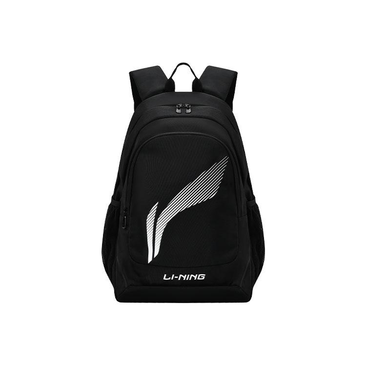 Li Ning Однотонный Логотип Удобный Многоотсековый Водонепроницаемый Спортивный Повседневный Рюкзак Унисекс Рюкзак Черный ABSU401-1 Black