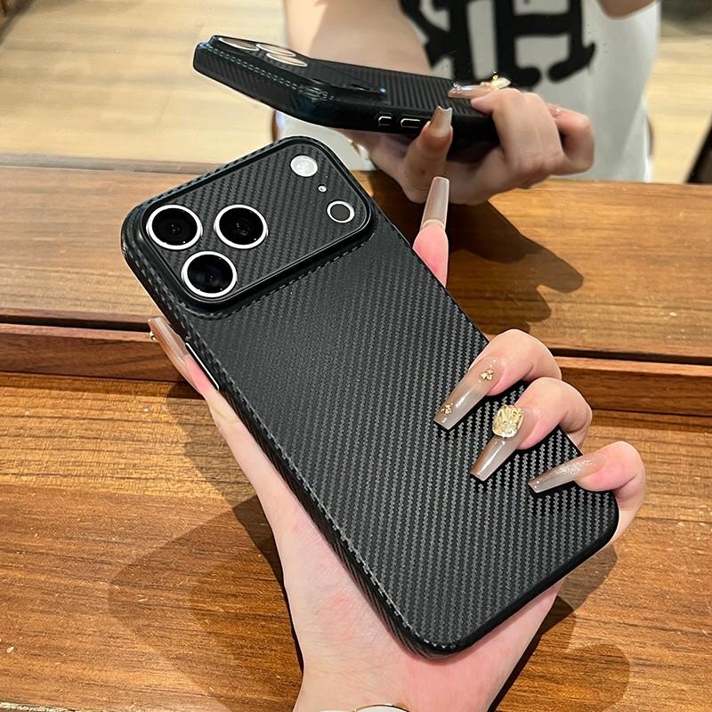 Carbon Fiber Texture Pattern Phone Case For iPhone Air 17 16 16E 15 14 Plus 13 12 Pro Max Slim Thin Clear Shockproof Soft Cover
