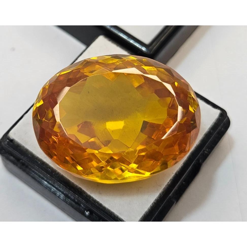 Certified Yellow Color Zircon Cambodia Oval Cut 80+ Ct Fabulous Loose Gemstone