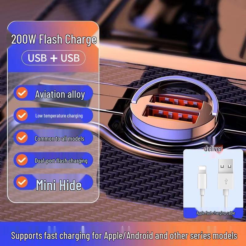Super Fast Car Charger with 16-Port Cigarette Lighter Adapter for Huawei, Xiaomi, and Apple Devices