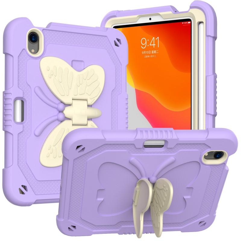 Butterfly Design Silicone Case With Adjustable Stand IPad Mini 6 Kids Learning Anti-Slip Shockproof Cover