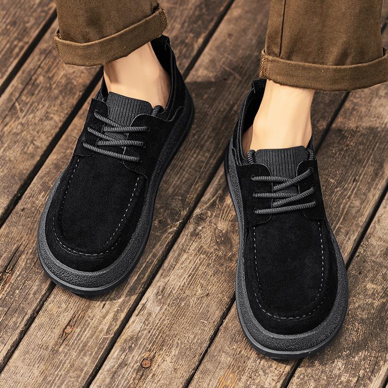 Shoes New Winter Flip Fur Board Shoes Leather Shoes Business Casual Soft Sole Black Sports Beanie Shoes