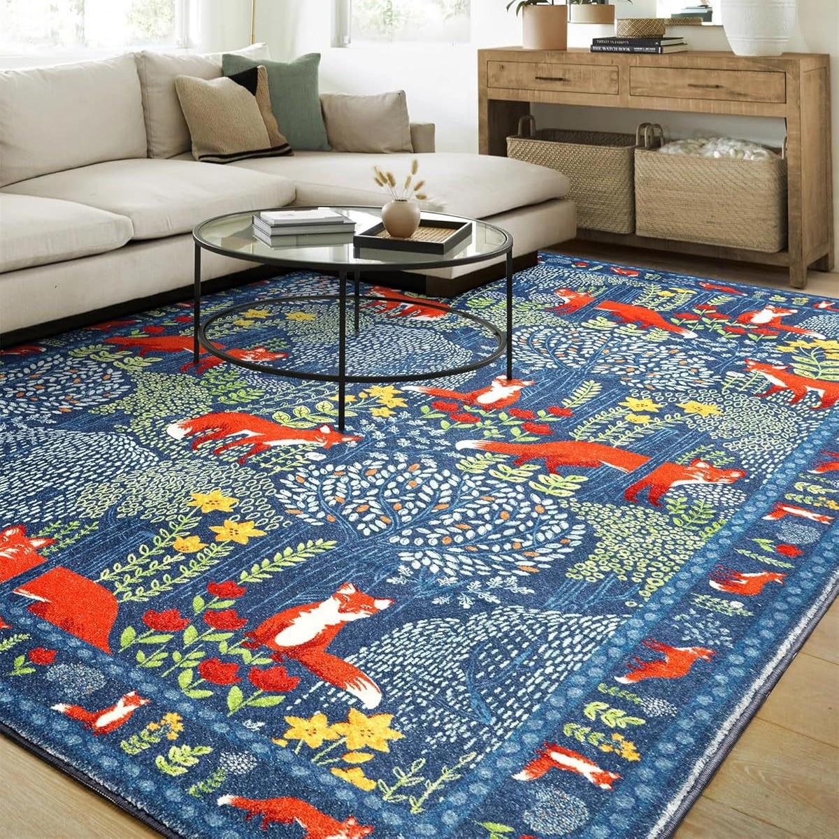 

Килимок для підлоги Rainforest Fox Килим у спальню Легкий у догляді Приліжковий килимок 80 * 120cm