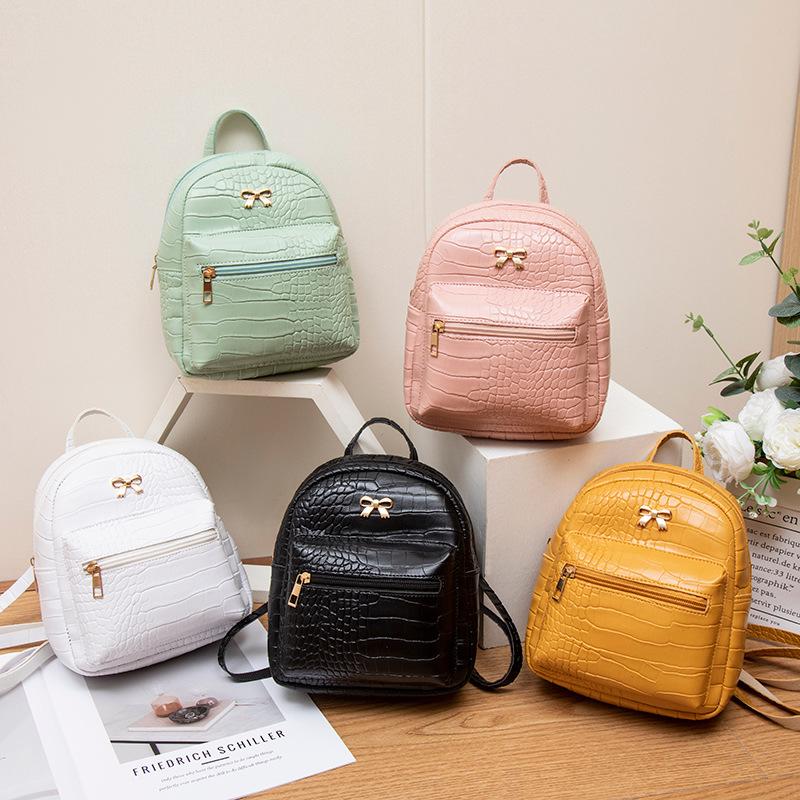 Fresh Style Bow Accent Crocodile Pattern Mini Backpack