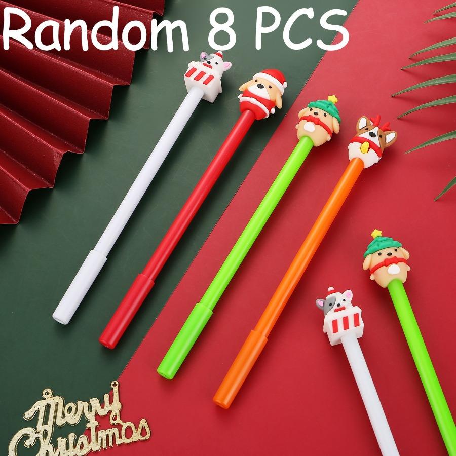 

8/ 12 шт. Рождественские милые ручки с дизайном корги и хомяка, 0,5 мм, черные, пишут плавно, подарки для студентов и детей, нейтральная ручка, подходит для офиса и школы, обратно в школу 8 PCS