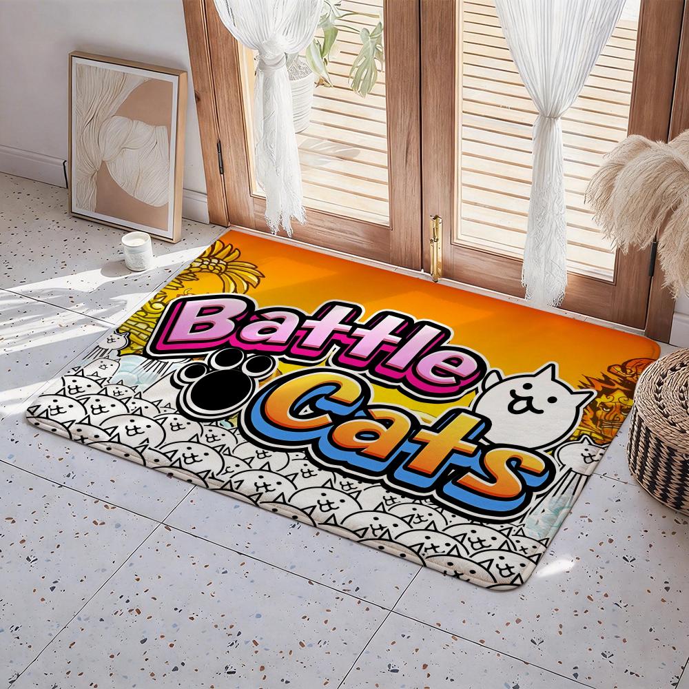 Game B Battle Cats Floor Mat Eco Flannel Doormat Non Slip Odorless Indoor Floor Rug Soft Short Plush Home Mat