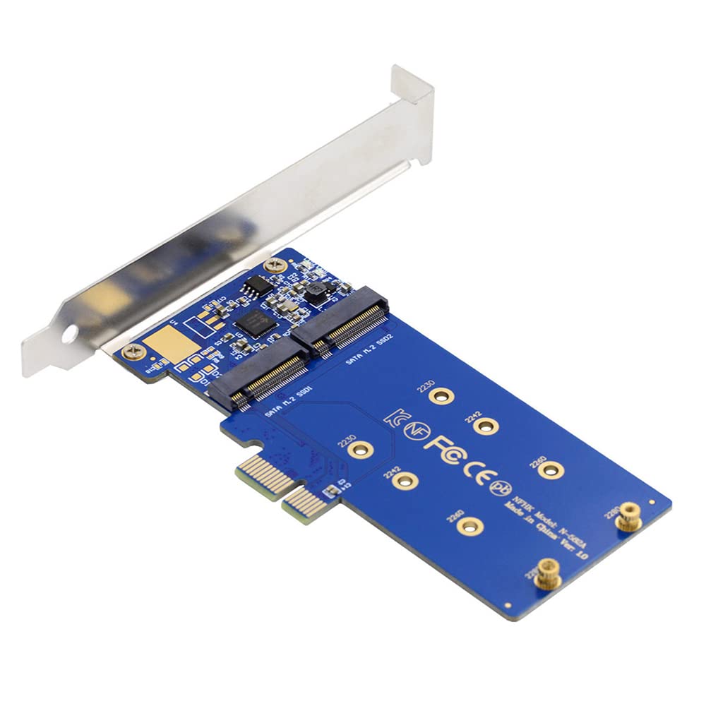 

Cablecc NGFF Key B+M Dual SATA SSD to PCI-E 1x Motherboard Desktop Adapter Converter SSD Card JMB 582 2280