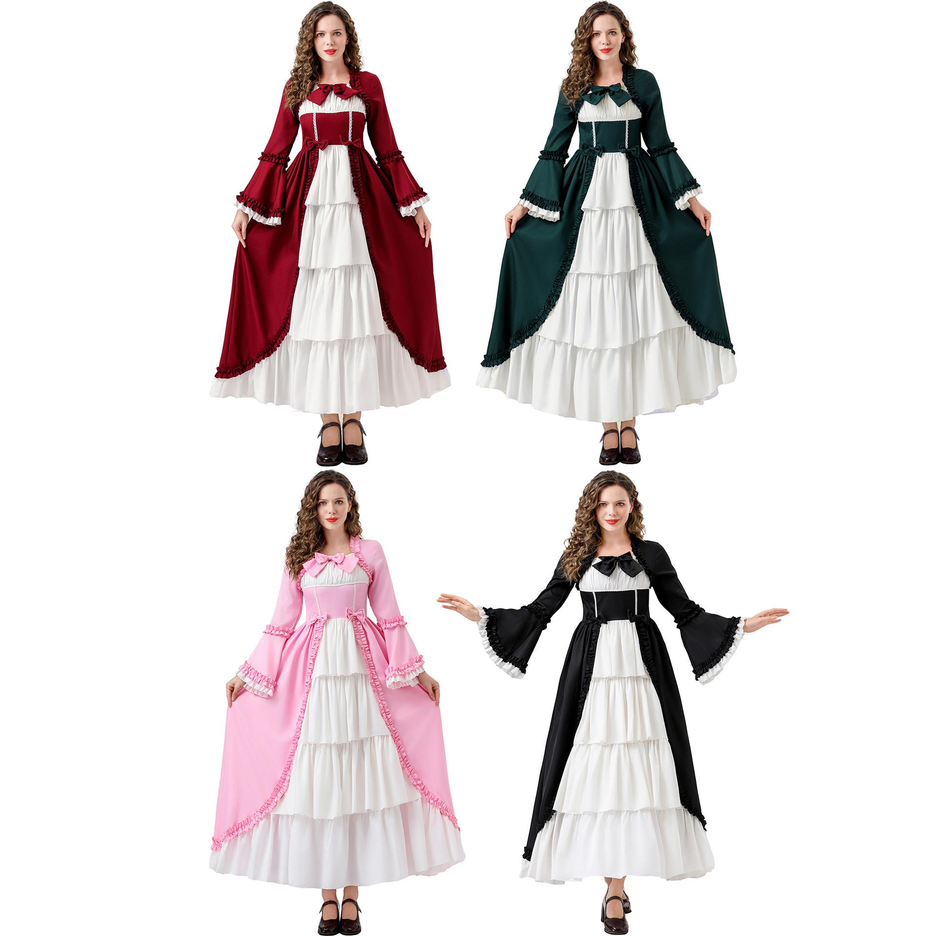 

Medieval court vintage goth queen costume cos costume anime lolita dress halloween costume S бордовий