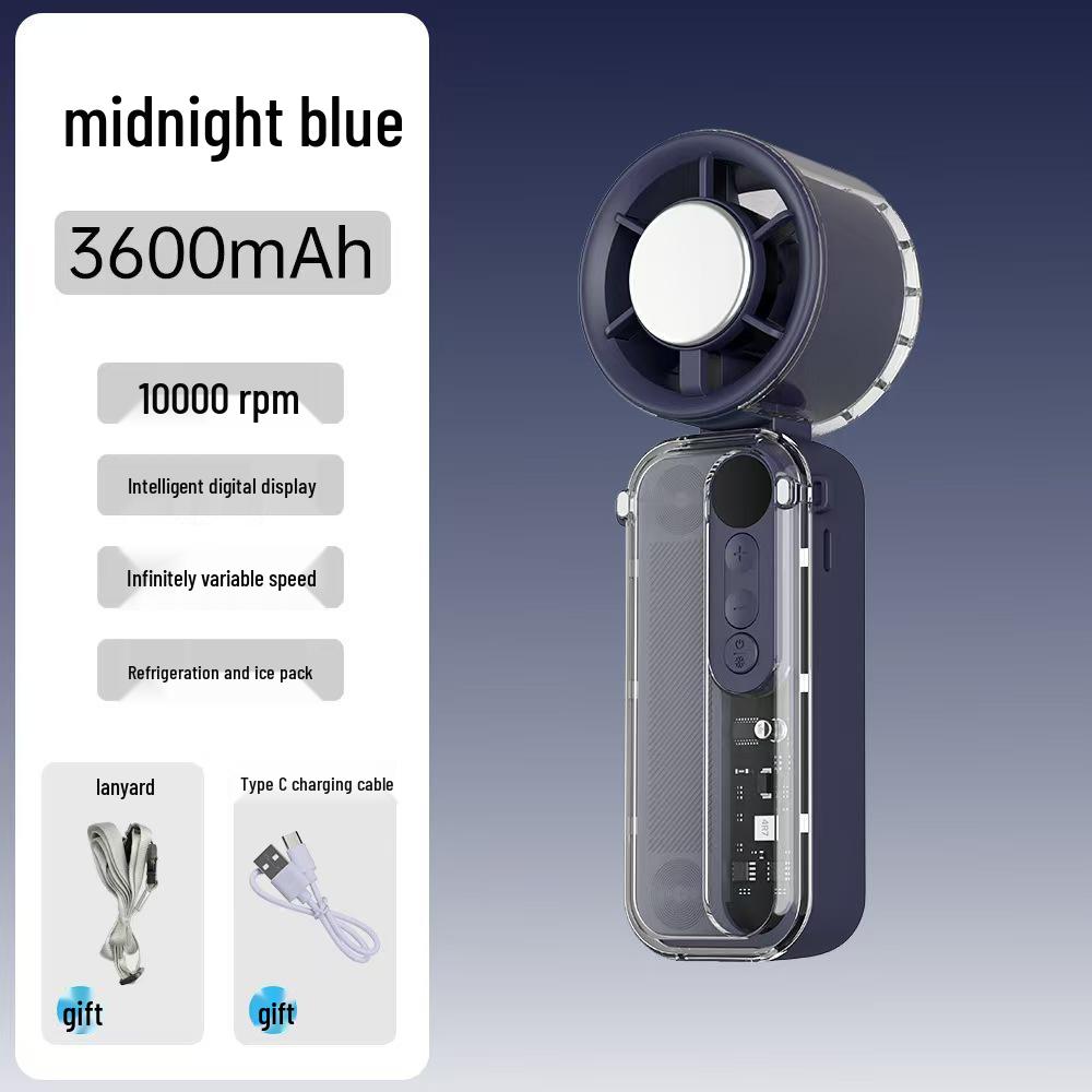 Rechargeable Handheld Neck-Hanging Mini Fan with Semiconductor Cooling and Long Battery Life