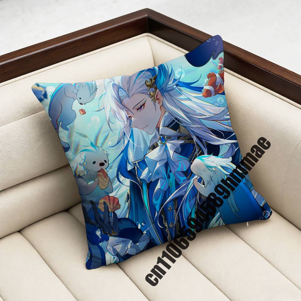 Genshin Impact Neuvillette Throw Pillow Case Sham 45X45Cm 35X35Cm Square Home Pillowcase Cushion Cover