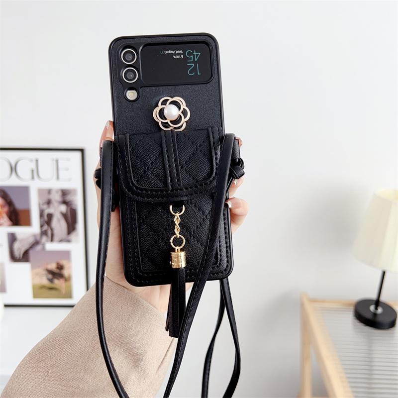 Für Samsung Galaxy Z Flip 7 6 5 4 3 5G Flip7 Flip6 Handyhülle Crossbody Luxus PU-Leder Geldbörse Kartenetui Stoßfeste Schutzhülle