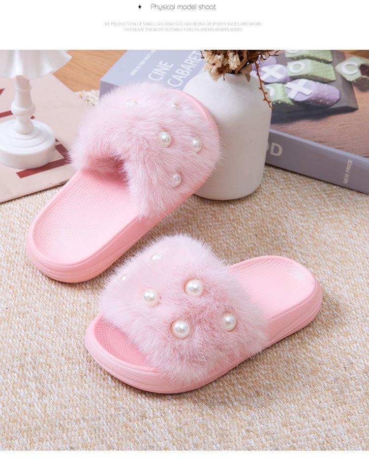 Children's Eco-friendly Non-slip Plush Slippers, Warm EVA, for Toddlers and Girls, Outdoor Use.