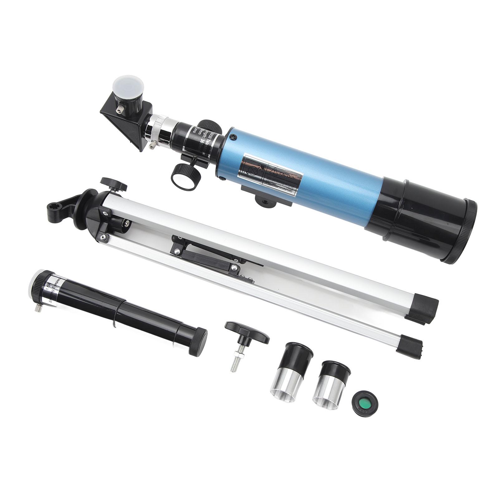 

Детский телескоп, апертура 50 мм, фокусное расстояние 360 мм, увеличение 90X, астрономический рефракторный телескоп