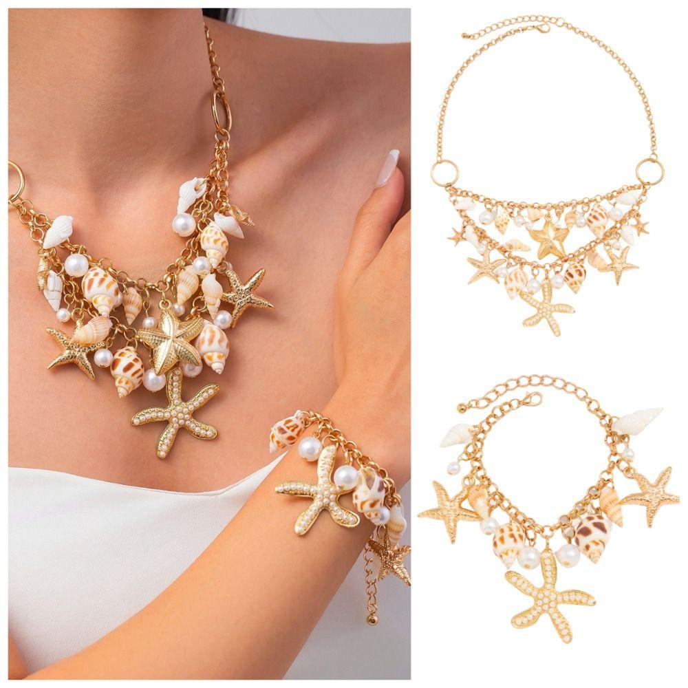 Adjustable Beach Shell Waistband Bohemian Women's Necklace Trendy Shell Beads Bracelets  Beach