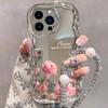 Full Screen Rose Is Suitable for Iphone16 Mobile Phone Case Apple 15promax Electroplating Cream Silver 17 Anti-drop 14