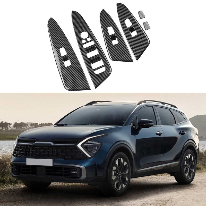 LHD For Kia Sportage NQ5   2024 4pcs Window Lifting Switch Panel Decorative Cover Carbon Fiber Sticker Interior Acc.