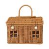 Vintage Rattan Picnic Basket Woven Storage Small With Lid Lightweight Handheld Decorative For Wedding Home Outdoor Bread