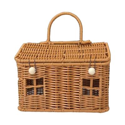 Vintage Rattan Picknickkorb Geflochtene Aufbewahrung Klein Mit Deckel Leicht Handgehalten Dekorativ Für Hochzeit Zuhause Außen Brot