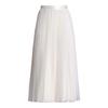 Solid Color High-Waisted Pleated Lurex Mesh Midi Skirt