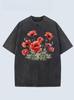 Vintage Wild Floral Graphic TShirt Relaxed Retro Washed Tee for Men Women Travel Daily Vacation Stylish Casual Street Looks