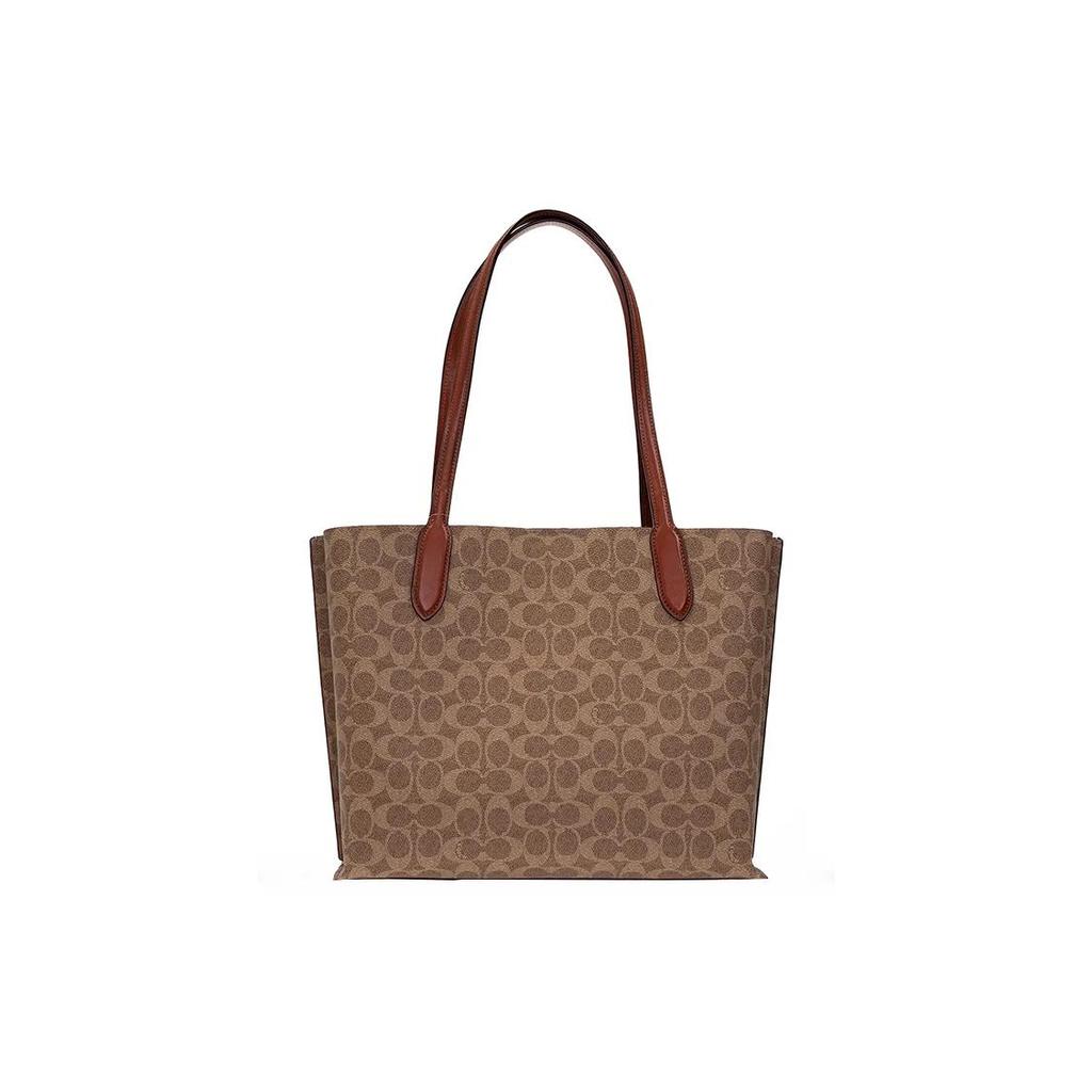 Coach Willow Coated Canvas Calfskin Tote Bag , Shopping Bag , Handbag , Shoulder Bag Large Women's Brown (Unisex) Shoulder Bags