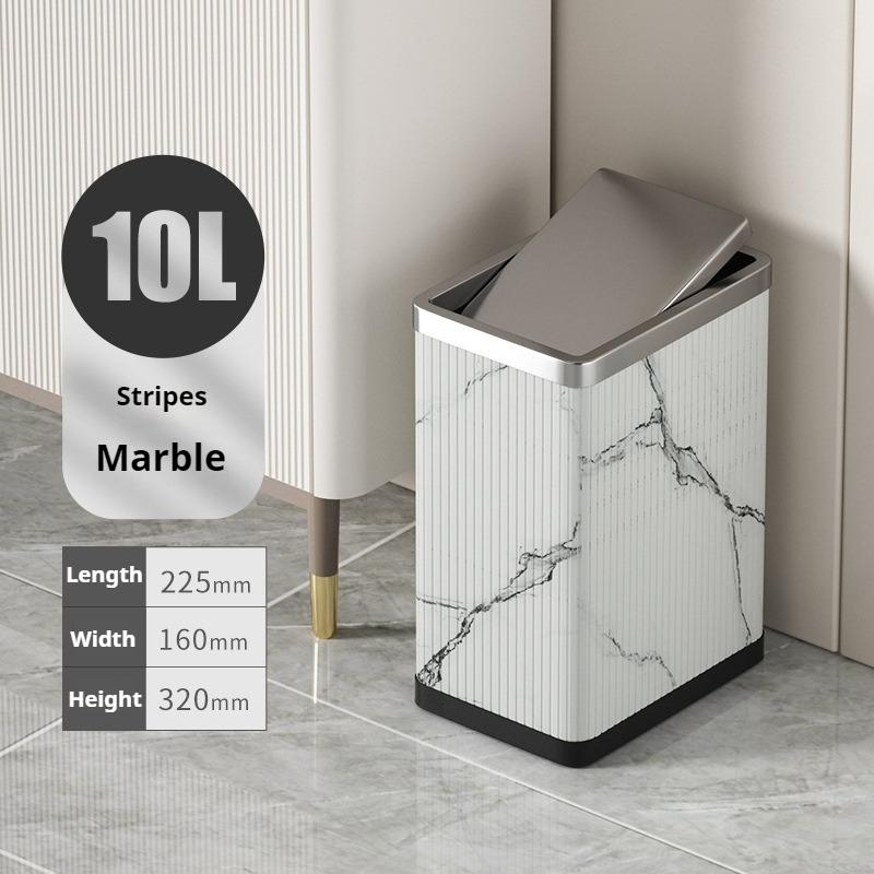 Stainless Steel Trash Can Household Swing Lid Trash Bin Large Capacity Simple Narrow Garbage Bin Living Room Cleaning Tools