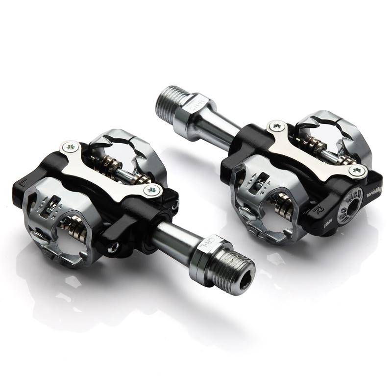 

wellgo W01 Bicycle Pedal MTB Touring Bike Clipless Pedals 9/16 CR-MO Spindle Sealed Bearing Al-alloy with cleats ultralight W01 Black