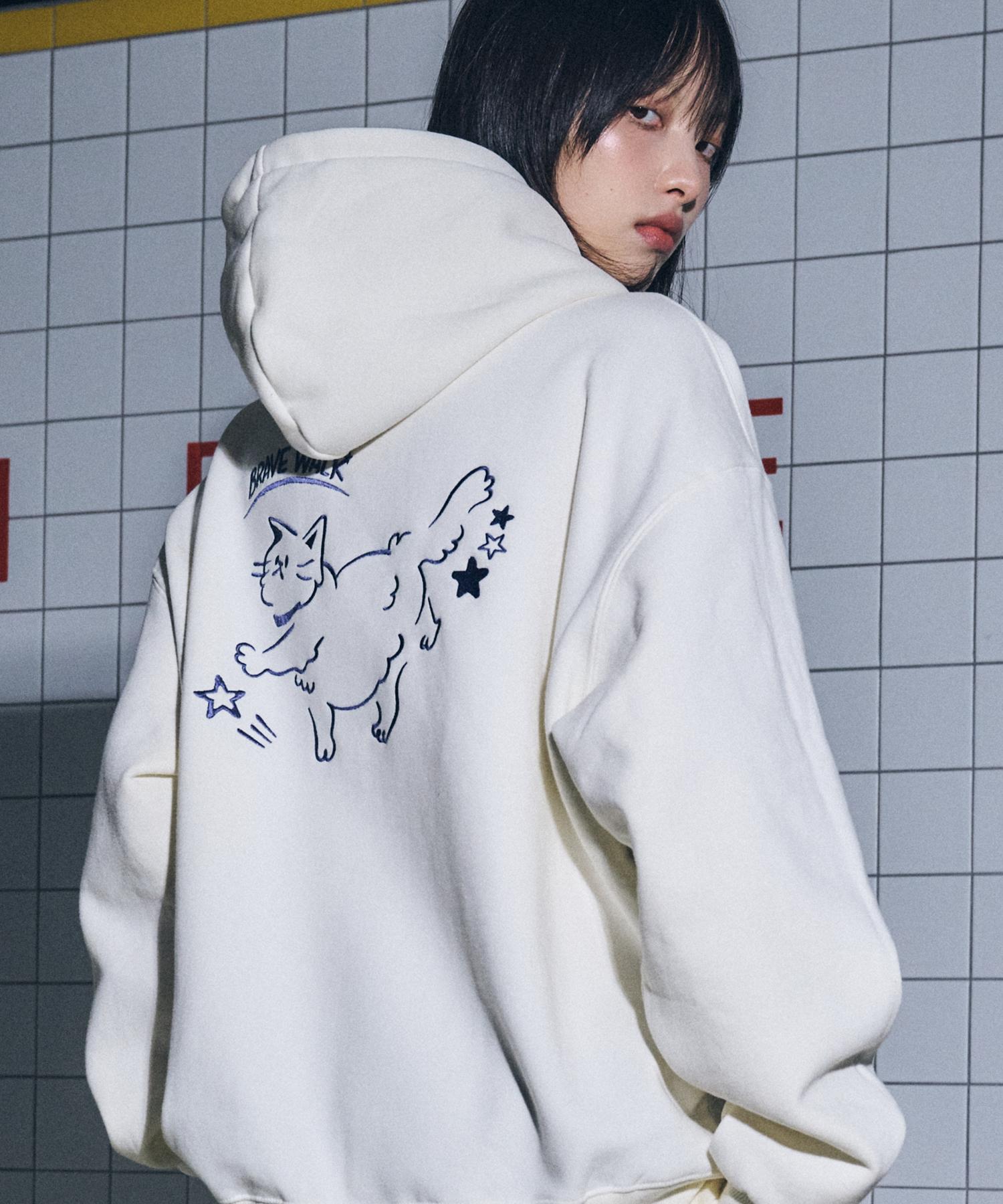 Худи с вышивкой Compagno Brave Cat Кремовый Cream/L