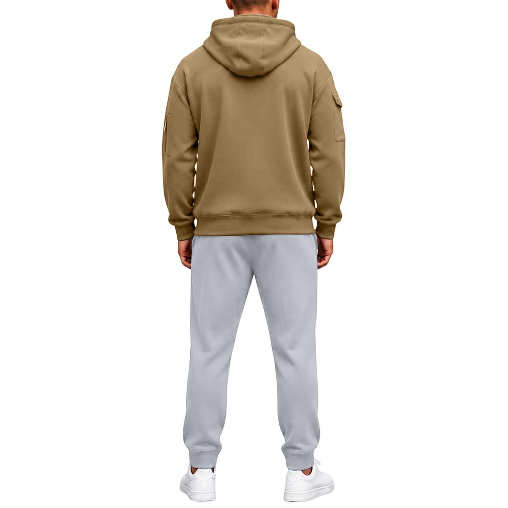 Men's Athletic Full Zip Hoodie and Black Pants Casual Track Suit 2 Piece Set