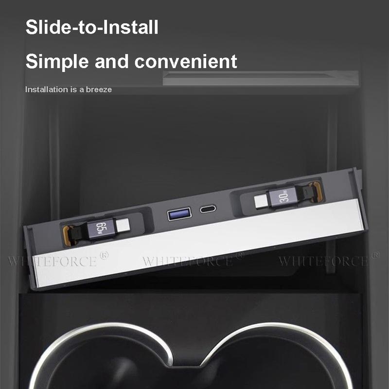 For Tesla Model Y Juniper & Model 3 Highland Intelligent Docking Station Fast Charger Extender Docking Station Powered Splitter