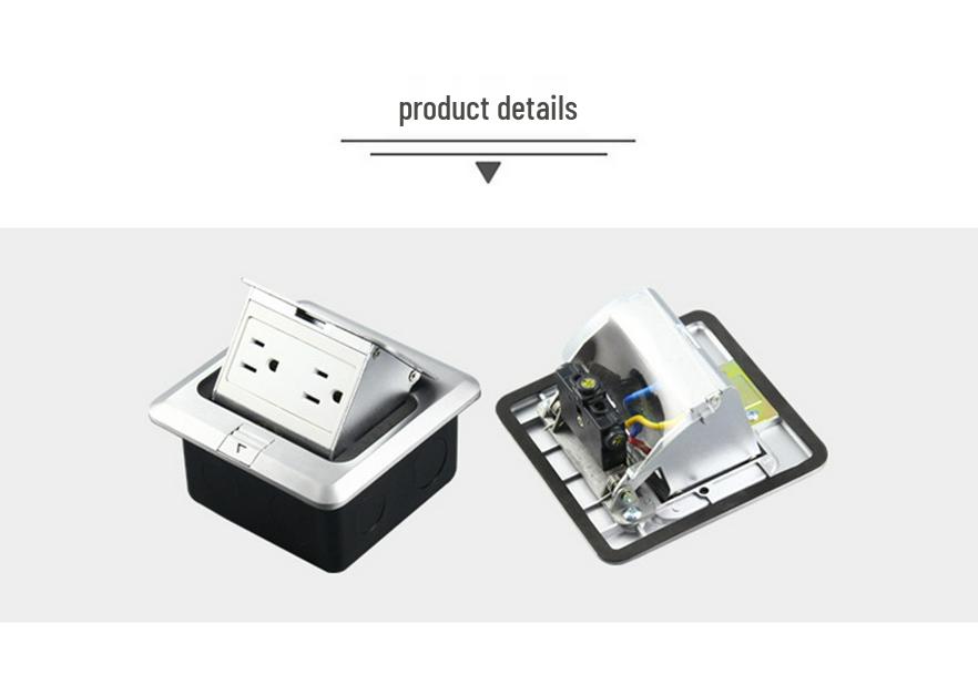 Hidden Pop-up Double-Gang Aluminum Floor Outlet with Cover (US Standard)