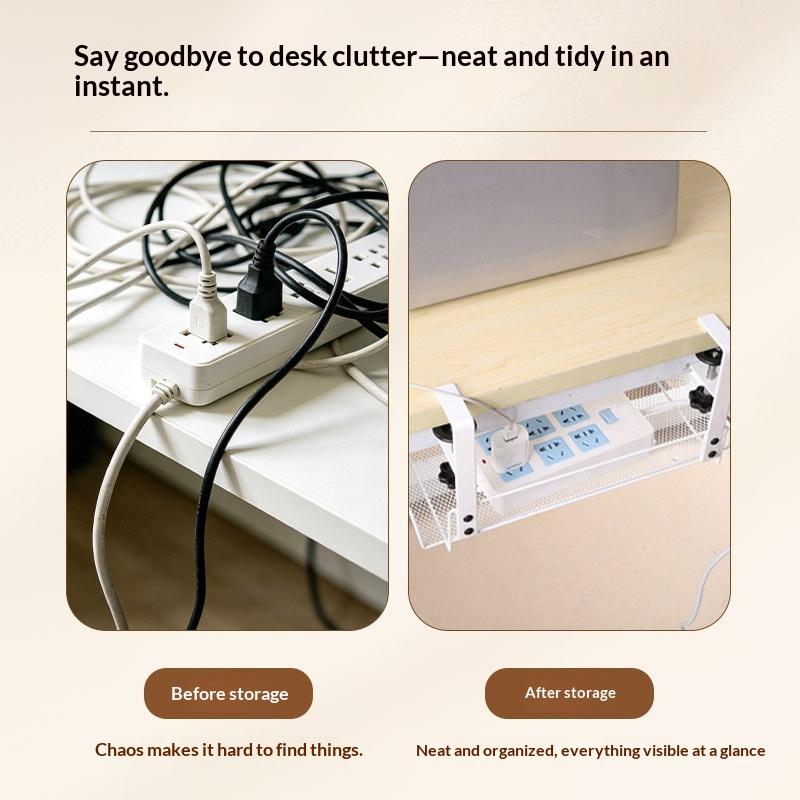 Under Desk Cable Management Tray No Drill Easy Clean Metal Cable Organizer for Home Office Small Business Desk Wire Storage