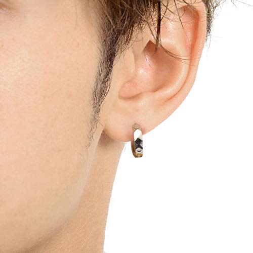 LION HEART Men's Single Hoop Earrings, Stainless Steel, Hypoallergenic, Silver Color, Perfect for Boyfriends, Simple Design
