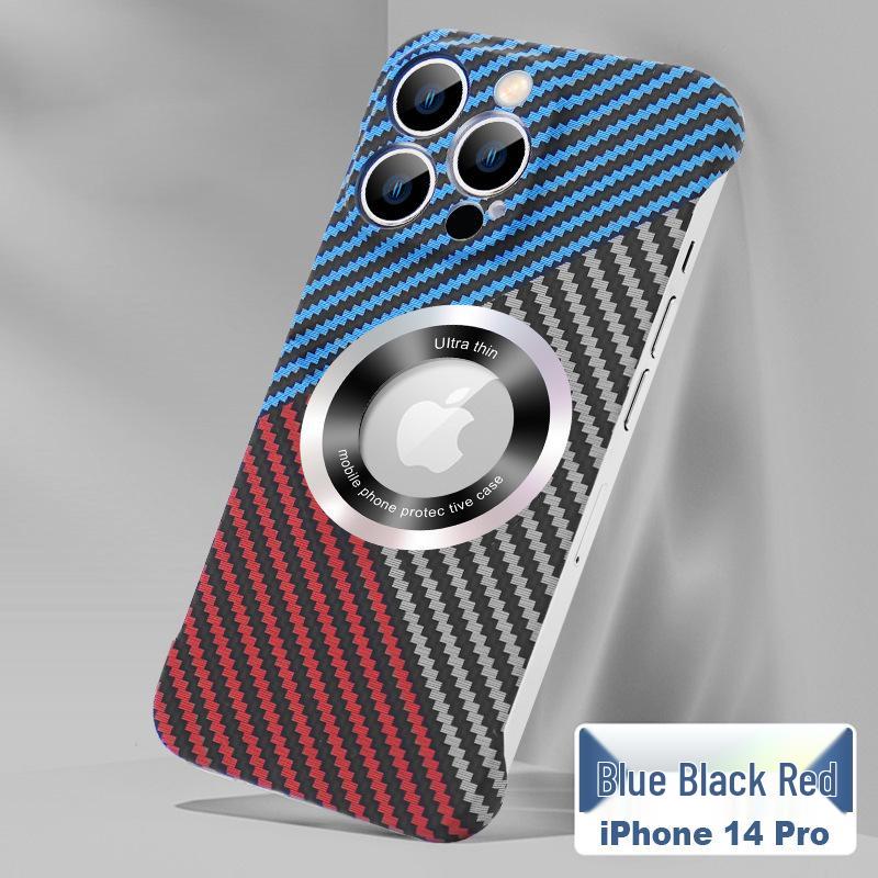 "Carbon Fiber Magnetic Suction Case for iPhone 16 Pro Without Frame, Fits iPhone 12/13"