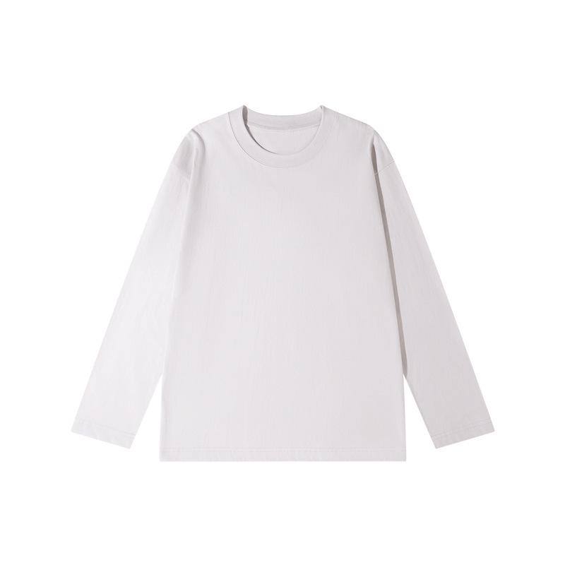 

Men s Solid Color Heavyweight Long-Sleeve Cotton T-Shirt, 2025 Autumn/Winter Collection, Loose Fit, Skin-Friendly. 4XL (185-210 lbs)