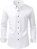Men Solid Long Sleeve Dress Shirt with Black Buttons, 4-Way Stretch Wrinkle Free Business Formal Shirt, Cross-border Hot Selling Shirt