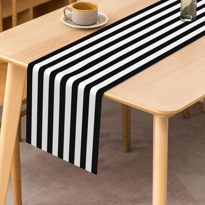 Black White Striped Linen Table Runner Dresser Scarves Table Decor Farmhouse Kitchen Dining Table Runner Holiday Party Decor