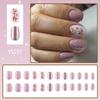24 Pcs Short Square Press On Nail Purple Acrylic False Nail Glittering Artificial Nail Flowers Stick on Nail for Party