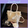 Grass Straw Handbag For Daily Use Fashionable Beach Shoulder Bag With Inner Pouch