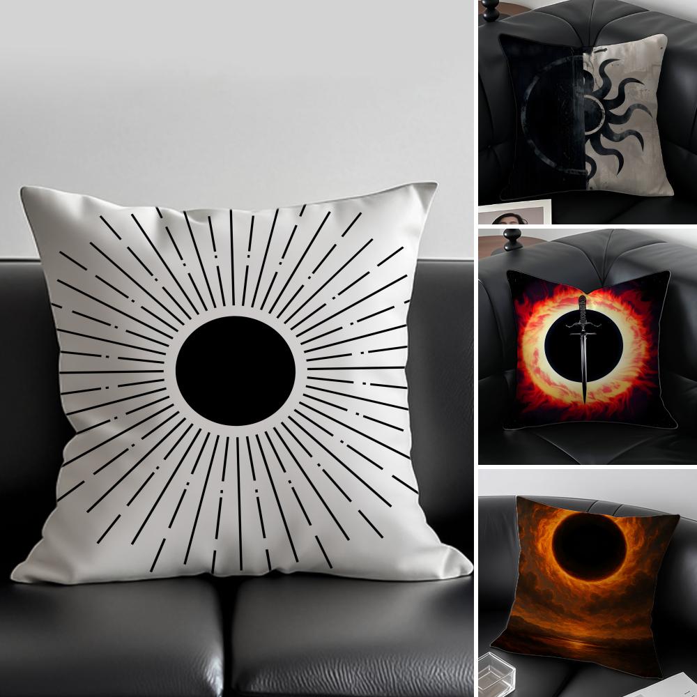 BBlack Sun Archive Pillow Dark Theme Cushion Cushion Cover Pillow Case Antidustmite Invisible Zipper Silky Plush Cushion
