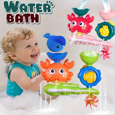 1pc Interactive Bath Toy with Rotating Water Wheel & Suction Cup - Non-Toxic ABS Bath Tub Fun,  Bath Toys For Toddlers