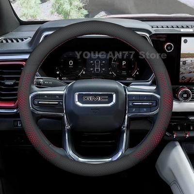Leather Car Steering Wheel Cover For GMC Canyon AT4 Denali 2024 2015-2023 Sierra 2023 Auto Steering Wheel GMC Canyon Accessories