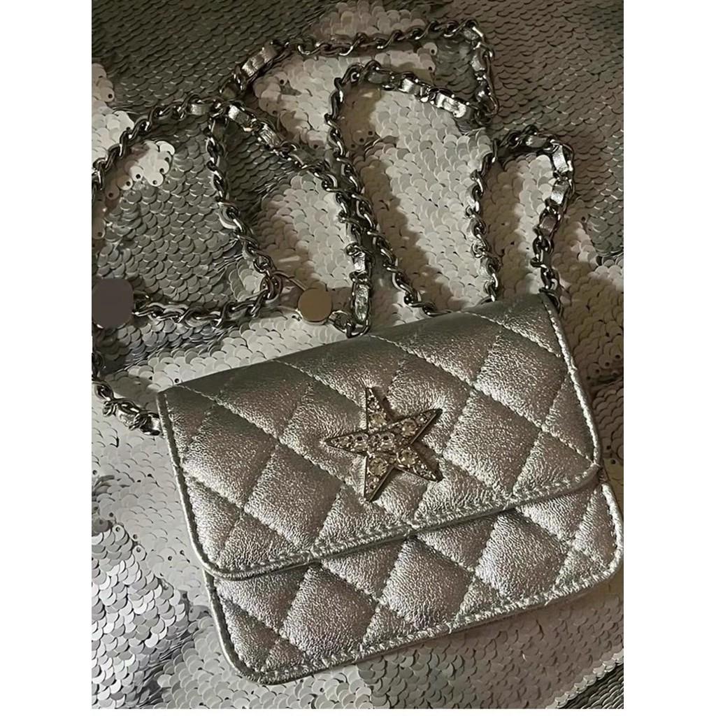 IELGY Женская универсальная серебряная маленькая квадратная сумка с бриллиантовыми — фото 6