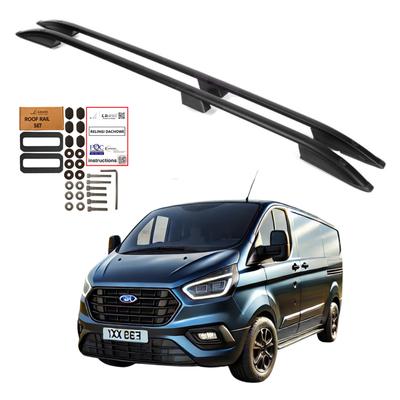 Roof Rails FORD TRANSIT CUSTOM LONG from 2012 To 2023 COLOR BLACK