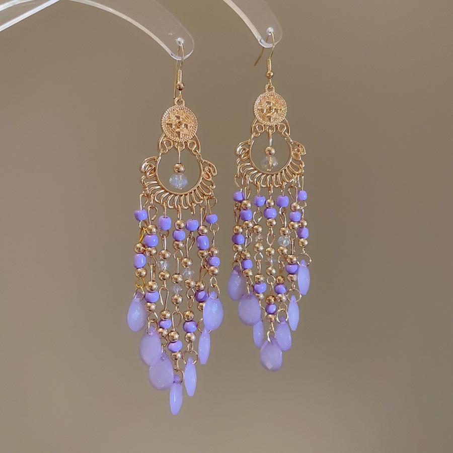 Retro Ethnic Crystal Tassel Earrings: Elegant Water Drop Design for Women