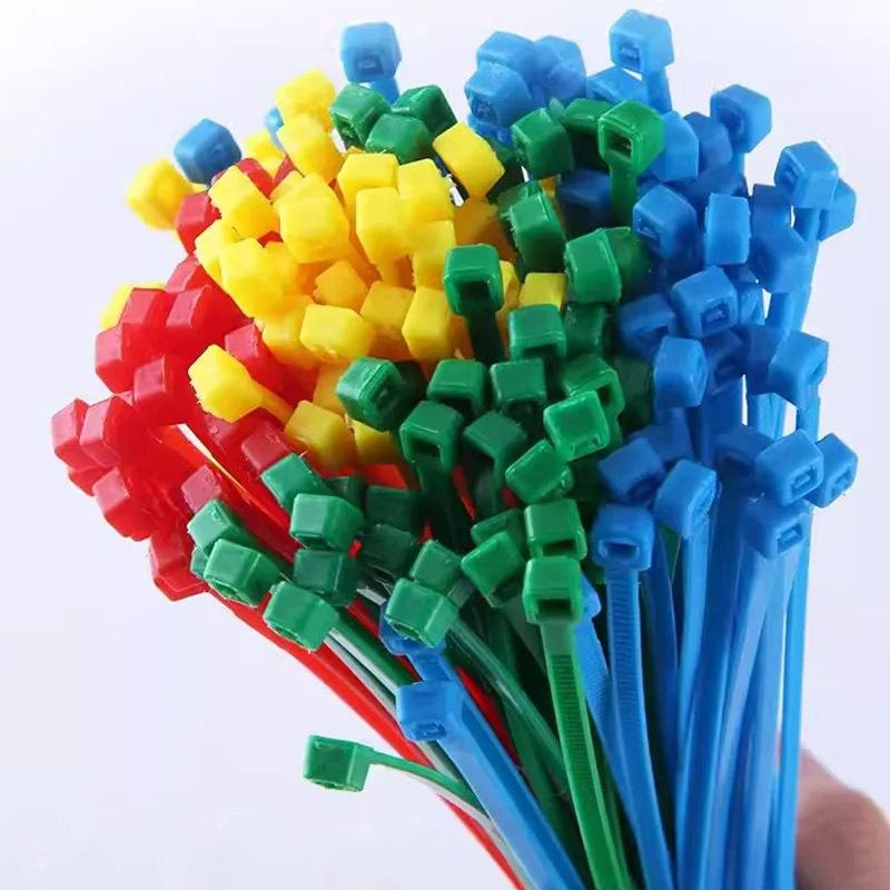 100PCS/Bag Plastic Cable Ties Nylon Self Locking Multicolor Nylon Cable Tie Home Office Detachable Cable Zip Ties 4×200mm