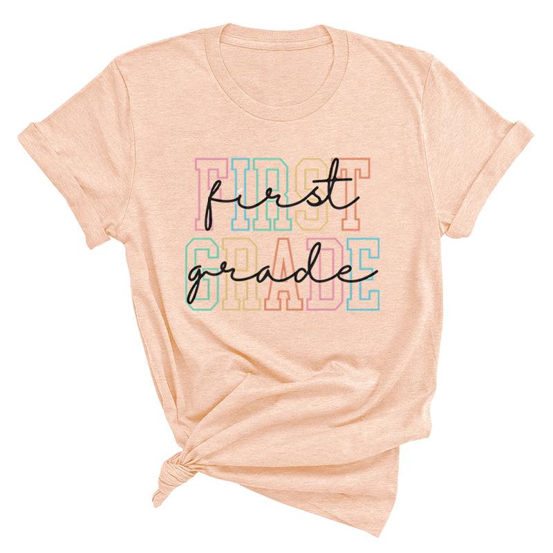 Hello First Grade Personalized Trendy Printed Hoodie Casual Loose T-Shirts Women’s