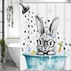 Cute Easter Bunny Shower Curtain, Simple Cute Bunny Bathroom Decorative Shower Curtain, Waterproof Shower Curtain with Hooks