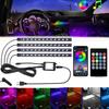 48 Led Rgb Car Foot Ambient Light With Usb Cigarette Automotive Interior Lights Strip Decoration Bar Remote/Voice Control